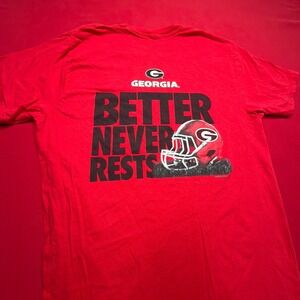 Georgia Bulldogs Better Never Rests Red Graphic T-Shirt Mens UGA Dawgs Football